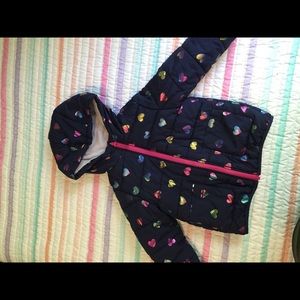 Girls navy heart print coat 4T